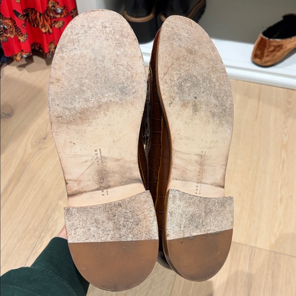 EUC Freda Salvador Elba Penny Loafer in Hickory Embossed Croc w/ Hardware Sz 11 - Picture 10 of 11